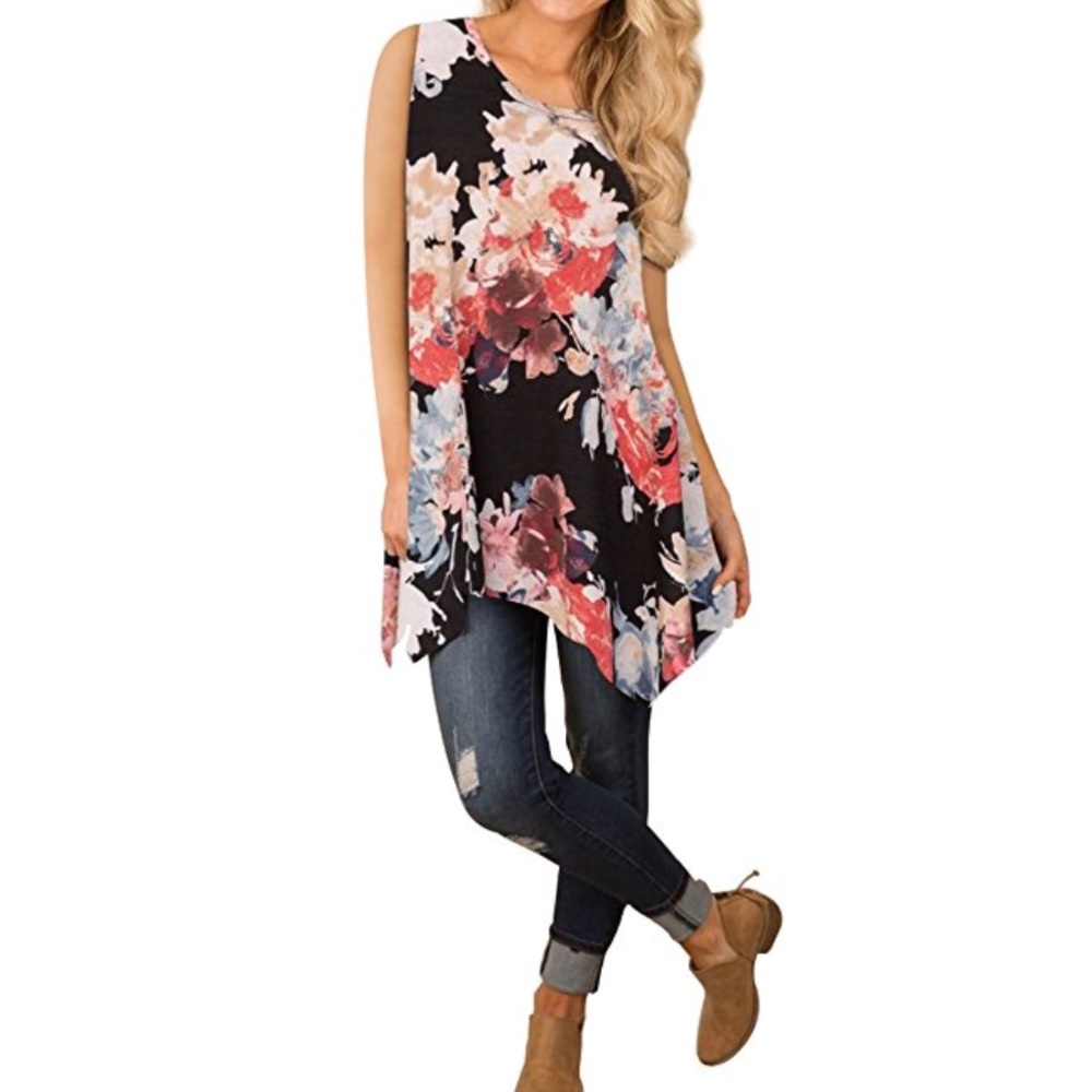 Botanical red swing blouse